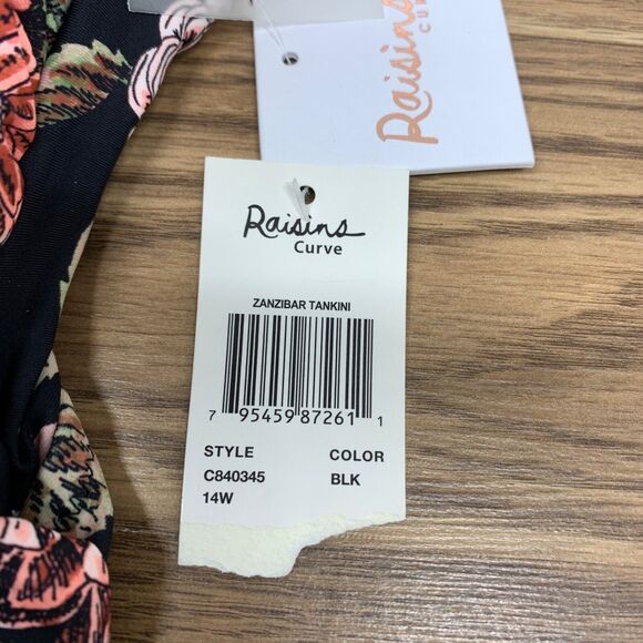 NWT Raisins Curve Womens Zanzibar Floral Printed Tankini Top Multicolor 14W - Picture 2 of 9